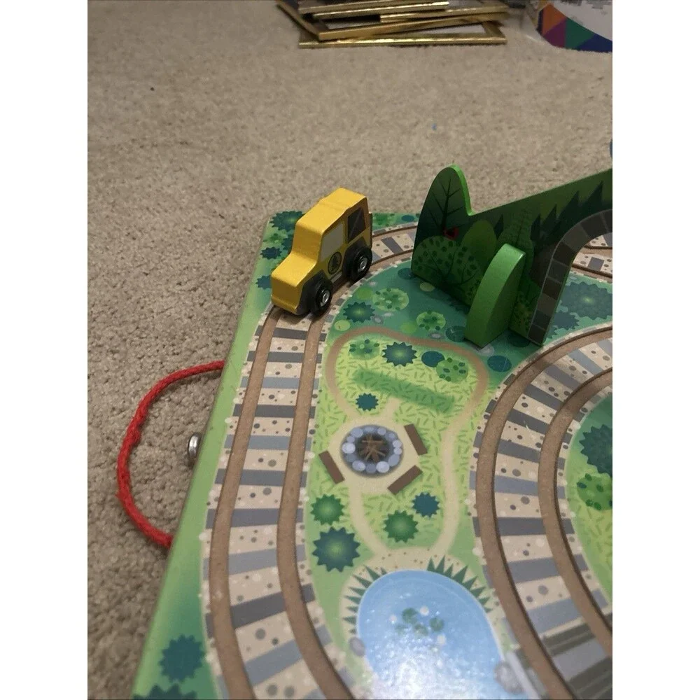 Melissa & Doug Wooden Take-Along Tabletop Railroad W/ Train & More